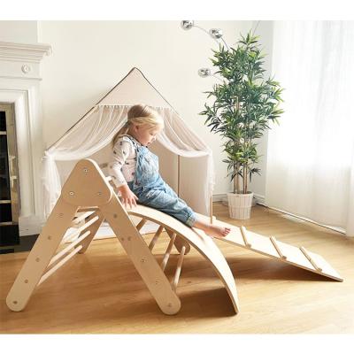 China Educational Toys Winning Wooden Climbing Boards For Kids Montessori Pikler Triangle Activity Climbing Gym Frames Toy Playground Indoor Equipment for sale