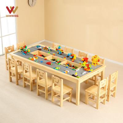 China Eco-friengly Multifunctional Kindergarten Children's Table Building Puzzle Hand-assembled Building Block Compatible Storage Learning Table for sale