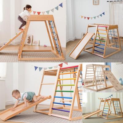 China Educational Toys Winning Kids Timber Climbing Frames And Cheap Ramp Climbing Wooden Frames With Ladder On Sale Kids Climbing Frames for sale