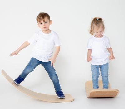 China Complete Fitness Exercise Winning Montessori Wholesale Fitness Balance Board Surfing Wood Balance Board Shimmy Board For Kids Play for sale