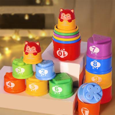 China Safety Winning Educational Baby Toys 6 Months Figures Letters Stack Cup Tower Kids Intelligence First Baby Colorful Stack Cups for sale