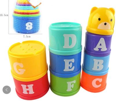 China Safety Kids Toys Educational Gaining Learning Rainbow Stacking Cup Toy For Baby Kids Toy for sale