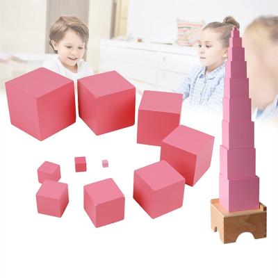 China Preschool Children Educational Wooden Grinding Toy Montessori Homeschool Kids Toys Waldorf Sensory Materials Toddler Bench Montessori Rose Tower for sale