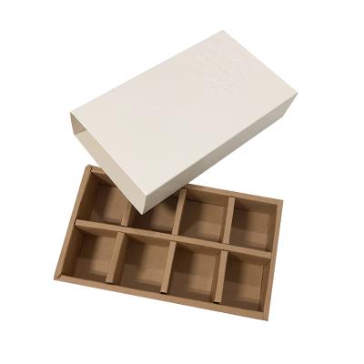 China Recycled Materials Gift Drawer Chocolate Elegant Hot Selling Eco-friendly Cardboard Divided White Empty Paper Box With Divider for sale