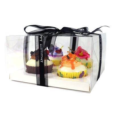 China Custom Recycled Materials 2 4 6 12 Hole Mini Muffin Cup Cake Boxes Packaging With Clear PVC Transparent Window Cupcake Boxcupcake Boxes With Insert for sale