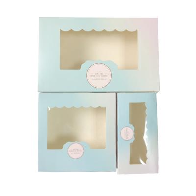 China Recycled Materials Supplier Customized Small Bulk Foldable White Cardboard Cup Cake Boxes Packaging With Clear Window for sale