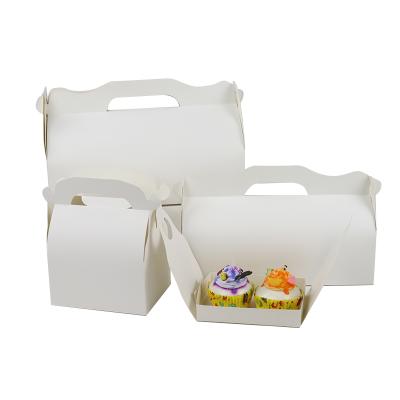 China Manufacturer Customized Recycled Materials China Design Reusable White Brown Cake Cookie Packing Box With Handle for sale