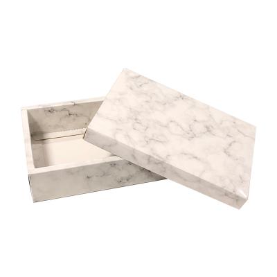 China Recycled Materials Half Cover White Elegant Marble Lid And Base Pastry Box Plain Take Out Cake Boxes Boxes Customized for sale