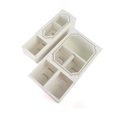 China Classy Recycled Materials Customize Cookie Boxes Packaging White Cookie Cardboard Macaron Box With Window Wholesale for sale