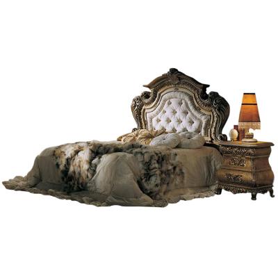 China Hand Carved Flowers Italy Style Bedroom Furniture Set Antique Wood Hand Carved Royal Bed for sale