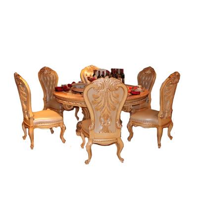 China Hand Carving Home Furniture Tables Italian Room Dining Table Set 6 Chairs for sale