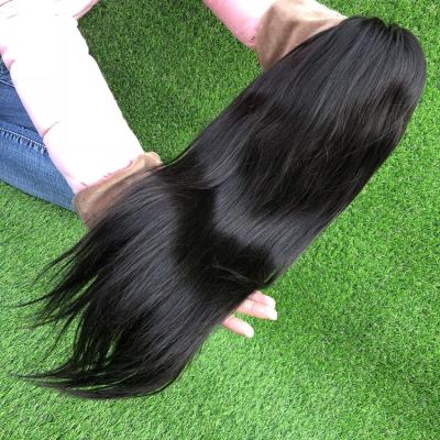 China Silky Straight Wave China Wig Supplier Bleached Knots Full Virgin Straight Hair , Frontal Lace Wig for sale