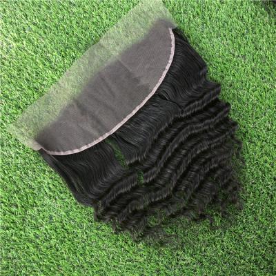 China 13*4 Brazilian Virgin Hair Natural Deep Wave Loose Wave Closure And Headband ,Natural Black Hair Wave Bundles For Black Women for sale