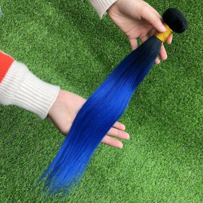 China Aliexpress Two tone silky straight ombre hair color 1B/blue loreal expression hair extension for sale