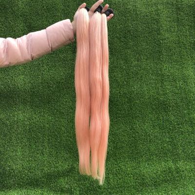 China 2018 Fashionable and luxury European color pink silky straight wave hair weaving straight virgin hair bundles for sale