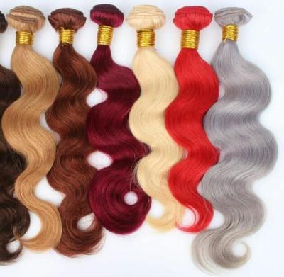 China red colored body wave virgin hair weave/blonde extension bundles/ombre hair for sale