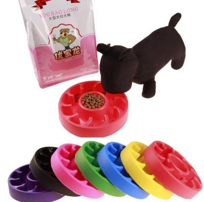 China New Design Automatic Pet Bowls Feeder Drinking Pet Food Bowl Plastic Slow Bowl Customized Pet for sale