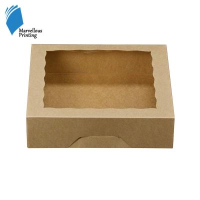 China Recyclable Brown Kraft Cardboard Clear Window Food Packaging Pie Bakery Cake Paper Box for sale