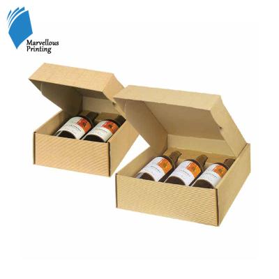 China Recyclable Corrugated 3 Bottle Cardboard Kraft Paper Wine Box With Sleeve for sale