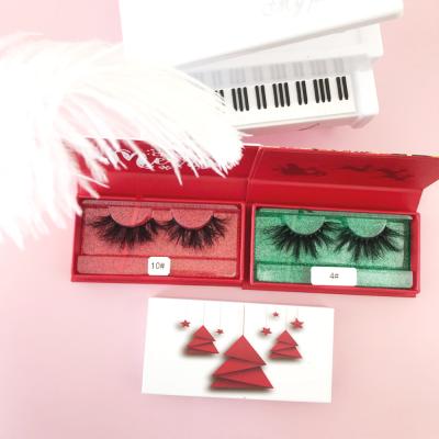 China 25-30 Times 25mm 100% Real Siberian Mink Strip Lashes Wholesale Vendor 3D Christmas Lash Packaging Private Label for sale