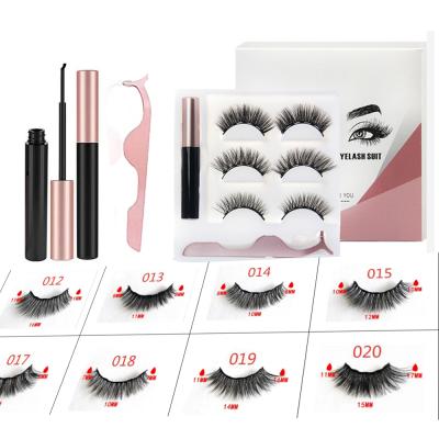 China Natural Pop 3 Pair M3E1 Magnetic Eyelashes Set 3 Pair Magnetic Lashes With Eyeliner And Tweezers Lashes Wholesale for sale