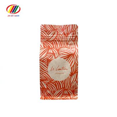 China Kraft Paper Chocolate Moisture Proof Bag Packaging Aluminum Flat Bottom Snacks Customized Paper Bag for sale