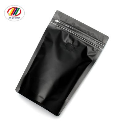 China Wholesale custom matte black bag one way food 250gram aluminum foil valve position pouch coffee bean degassing packaging for sale