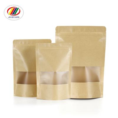 China Security OEM Custom Print Heat Seal Snack Ziplock Cookie Packaging Kraft Paper Bag With Clear Window for sale