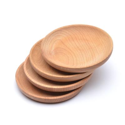 China Viable Customized Wholesale Wooden Dish Round Small Cake Dessert Dessert Dish Wooden Dish for sale