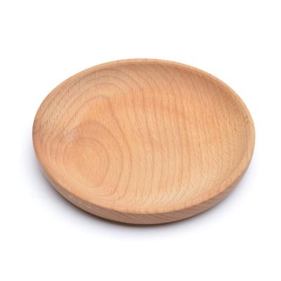 China Viable Wooden Dish Round Plate Snack Cake Dessert Dinner Serving Dish Kitchenware Dessert Dishes for sale