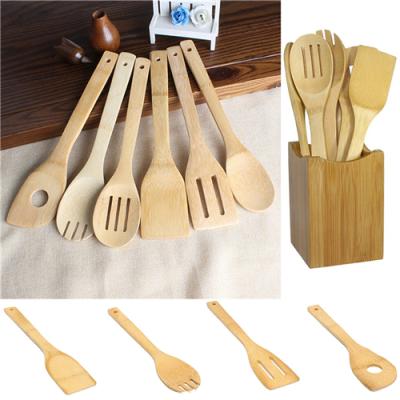 China Viable Hot Sale Bamboo Spoon Spatula Kitchen Utensil Wooden Cooking Mixing Set for sale