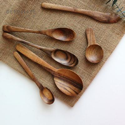 China Sustainable Kitchen Wooden Rice Spoon Wooden Paddle Teak Wood Tablespoon for sale