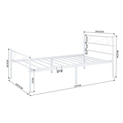 China Modern Esschert Design Heavy Duty Classic White Mental Platform Bed Frame Single Size for sale