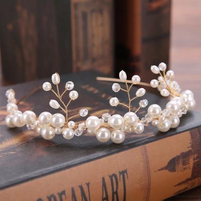 China Fashion Wedding Bridal Tiara Crown Royal Crystal Pearl Headband Crown for Wedding Party Accessories for sale