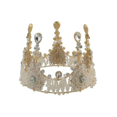 China Luxurious Handmade Shining Crystal King Queen Crown Wedding Hair Band Tiaras Hair Accessories for sale