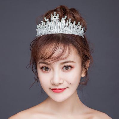 China Fashion Wedding Bridal Tiara Crown Rhinestone Pearl Headband Girls Crown Headband for sale