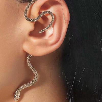 China TRENDY Fashion Punk Style Stainless Steel Earrings Snake Shape Snood Ear Hook Earrings Ladies Jewelry for sale