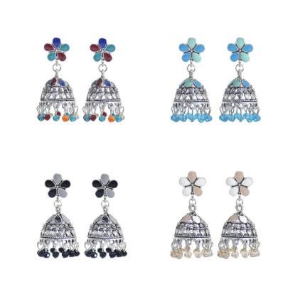 China BOHEMIA Statement Acrylic Indian Flower Balls Tassel Earrings Enamel Chandelier Earrings Boho Statement Earrings for sale