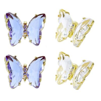 China New 925 Fashion Gold Rhinestone Butterfly Earrings Silver Glass BOHEMIA Needle Earrings for sale