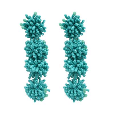 China FASHIONABLE Bohemian Handmade Drop Style ZA Beaded Earrings Long Stud Flower Earrings For Women for sale