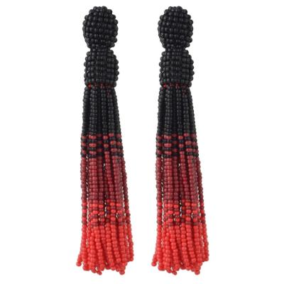 China BOHEMIA Handmade Colorful Glass Beaded Seed Bead Tassel Knot Earrings Long Earrings for sale