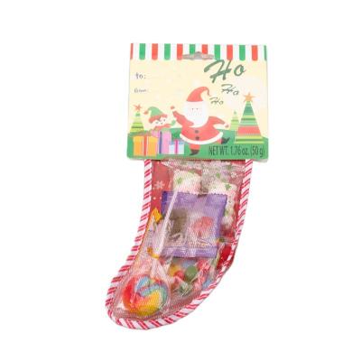 China Natural Christmas Candy Stocking Christmas OEM Candy Sweets New Year Seasonal Product For Kid To Store Fun Fruit Wholesale Candy for sale