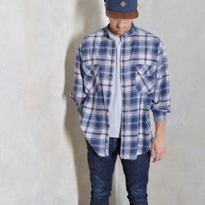 China Breathable Plaid vintage grunge flannel blue shirt checked men Overshirt retro shirt 90s hipster shirt for sale