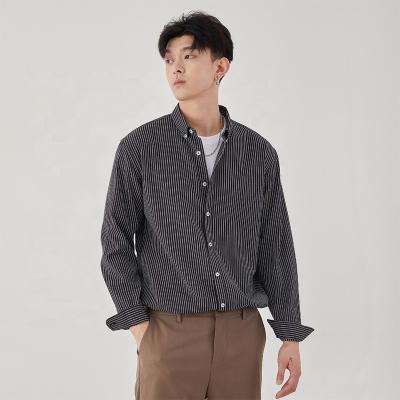 China Breathable Men's Light Business lapel Shirt Fall 2022 Men's striped Cardigan long sleeve casual shirt for men for sale