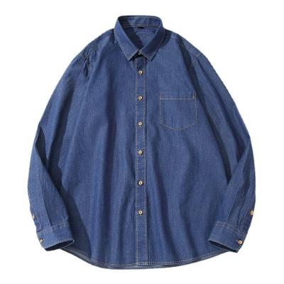 China Breathable 2022 Spring and Autumn cotton men's shirt Japanese retro trend solid color coat shirt men spot shirt for sale