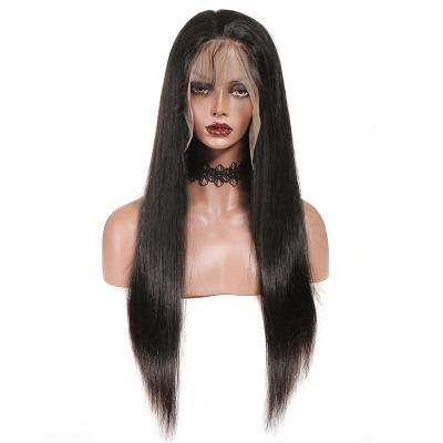 China Swiss Lace Natural Color Pre Plucked Brazilian Hair 13x6 Super Bangs Double Drawn Bone Hd Straight Lace Front Closure Wigs for sale