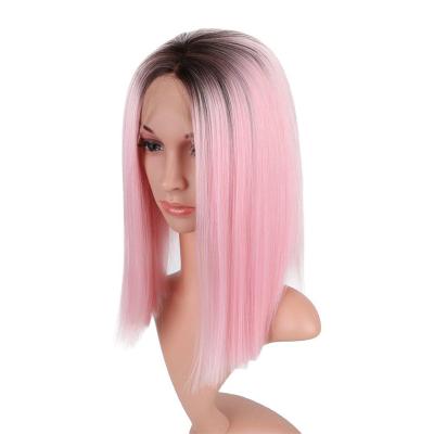 China Fashional straight modern pink blue synthetic wigs color hair wig and highlight wig human hair for sale