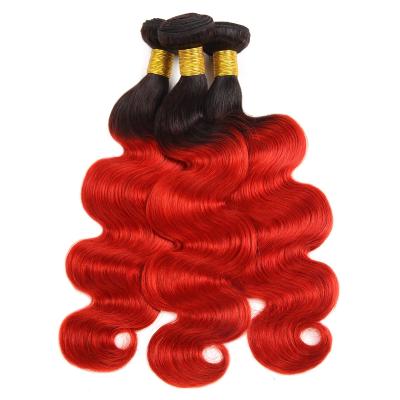 China Wholesale Body Wave 100% Brazilian Virgin Hair Extension 12-24 Inch Red Body Wave Ombre Cosplay Hair Bundles for sale