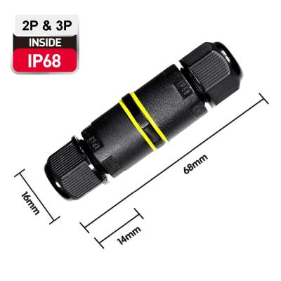 China 2/3Pin Power AC Solderless Connector Screw Connection Waterproof LED Connector IP68 Connector for sale