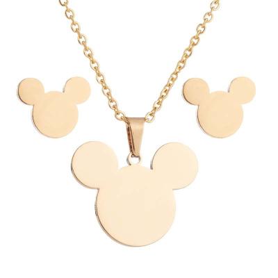 China Wholesale Fashion Jewelry Women's Cartoon Zircon Necklace Trendy Cartoon Mouse Pendant Necklace for sale